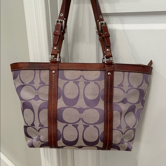 Coach Handbags - Y2K 💜 Purple Signature Jacquard Coach Tote Bag F13097 Rare Color